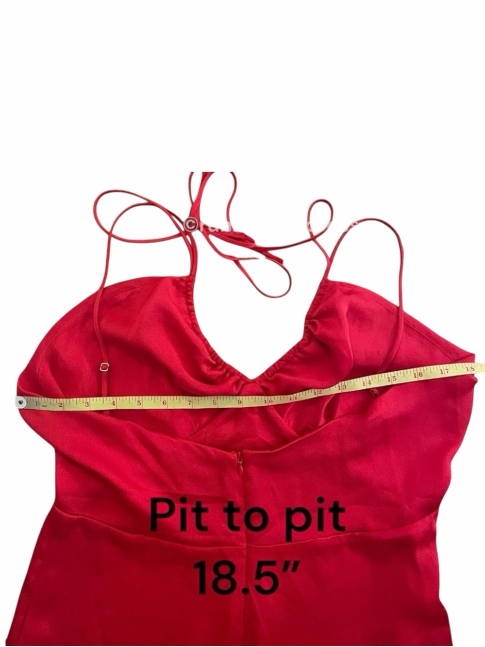 Free People X DELFI Dia Red Satin Halter Drop Waist Retro Midi Dress Size L NWOT - Picture 8 of 13